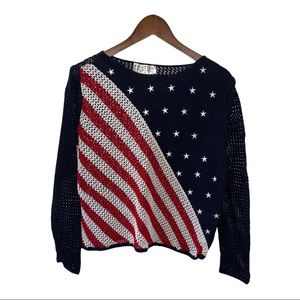 Norton Studio USA Patriotic Open Weave Sweater.
